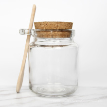 250ml glass storage bottle jars glass honey jar kitchen glass containers for spice candy with wooden spoon and cover